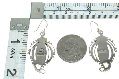 Genuine Sterling Silver Southwest Turquoise Hook Dangle Earrings RX65155
